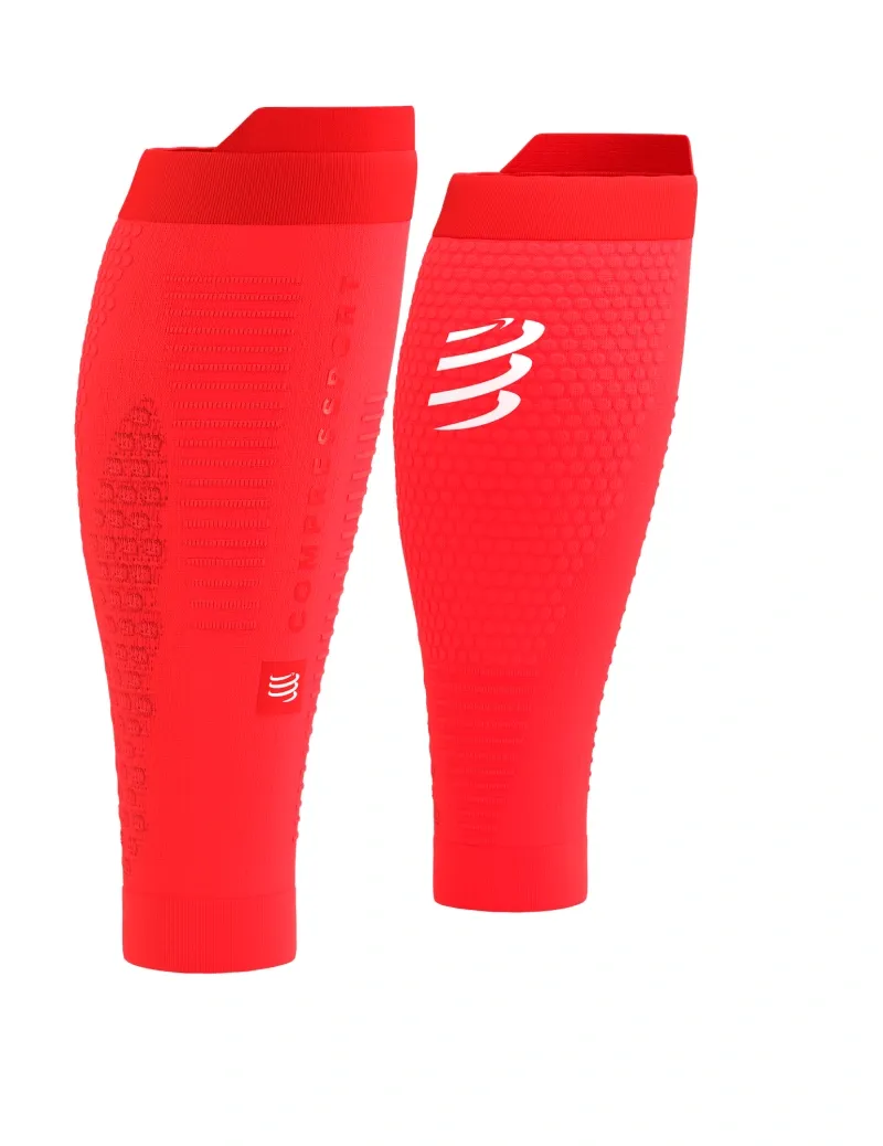 Compressport R2 3.0 Calf Sleeves in Fluo Red/White Reflect