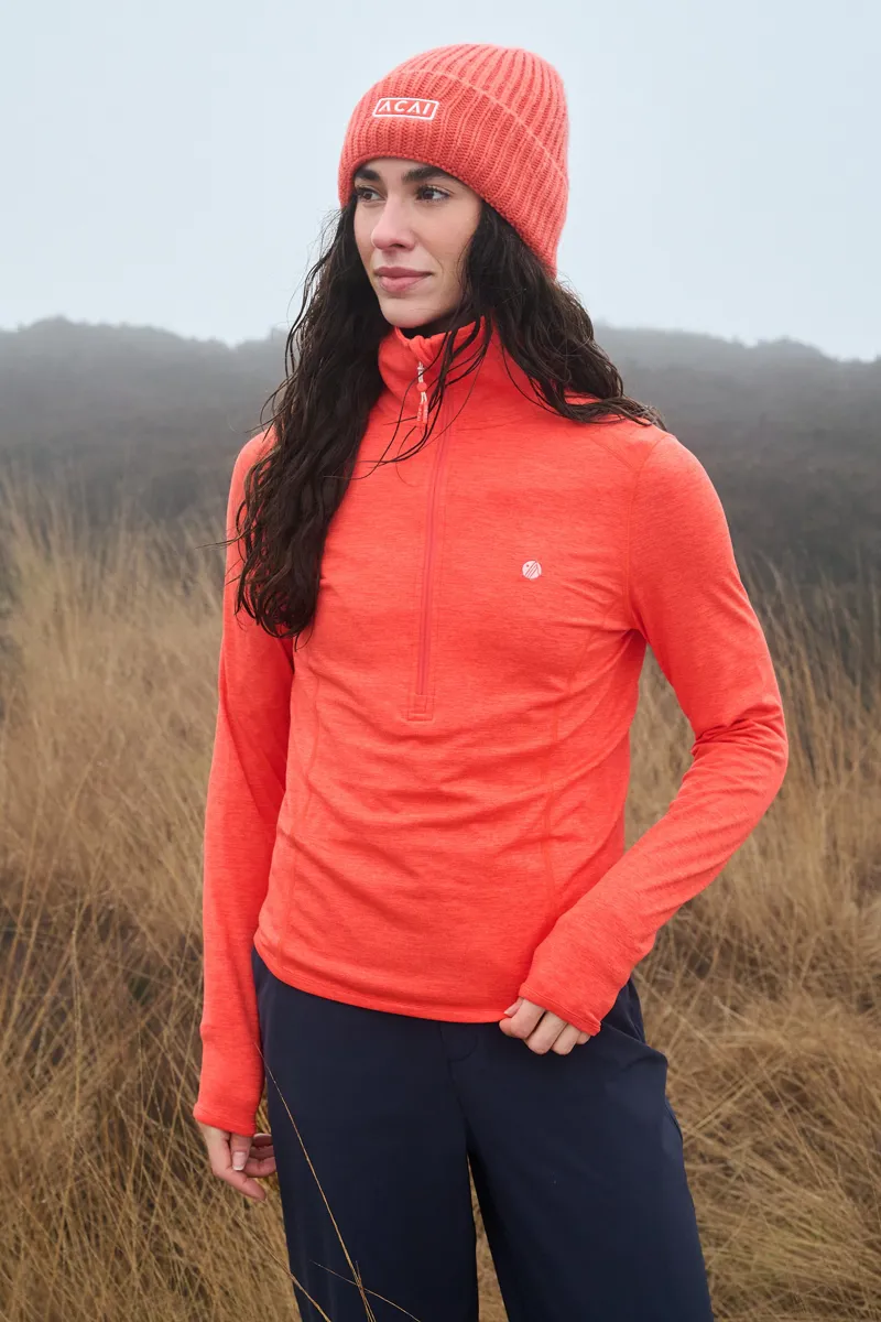Acai Freeform Quarter Zip Fleece Womens in Mandarin-3
