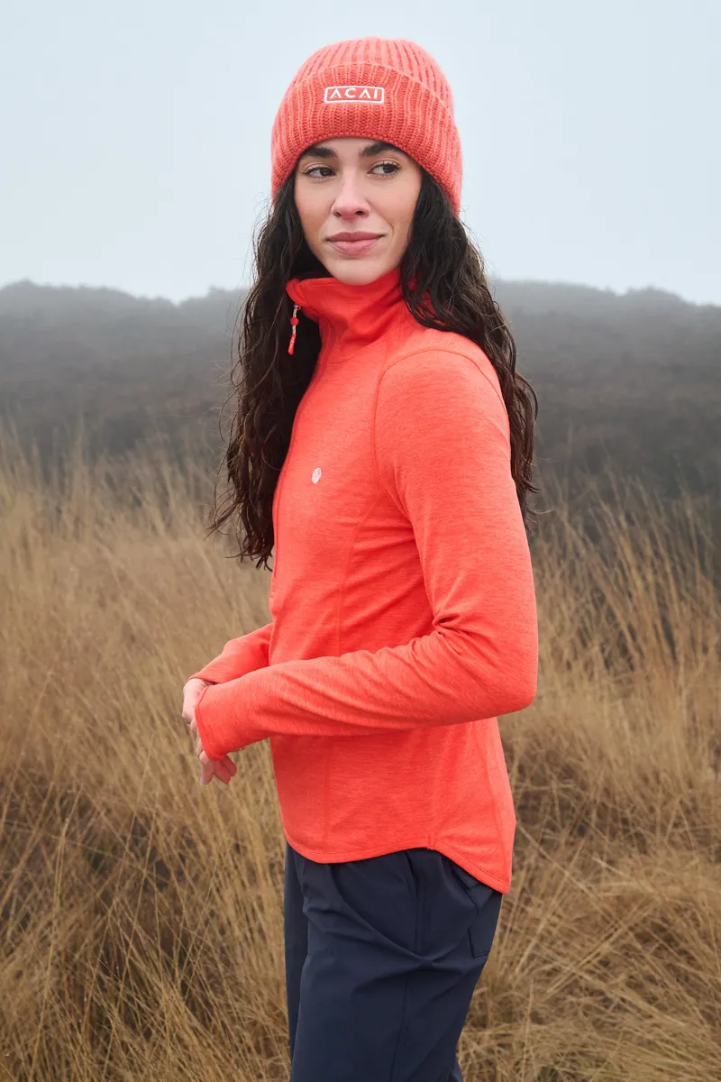 Acai Freeform Quarter Zip Fleece Womens in Mandarin-2