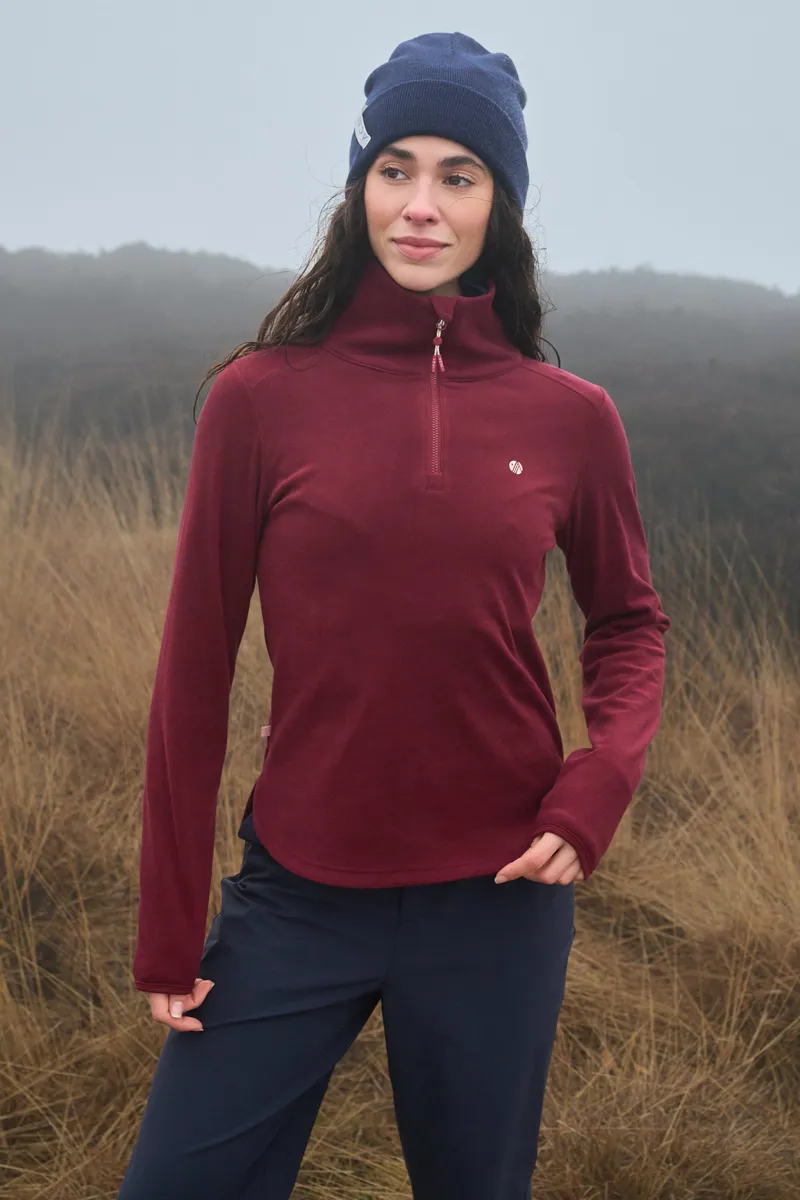 Acai Endurasoft Quarter Zip Fleece Womens in Cabernet