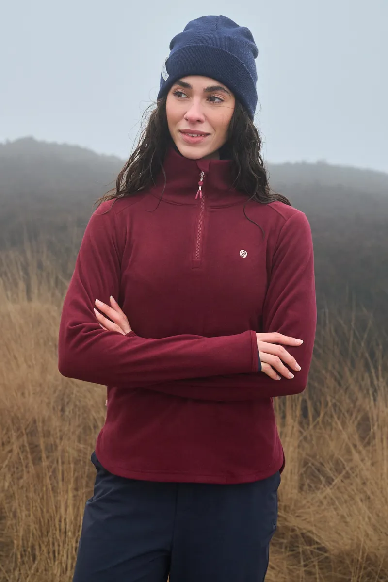 Acai Endurasoft Quarter Zip Fleece Womens in Cabernet-1