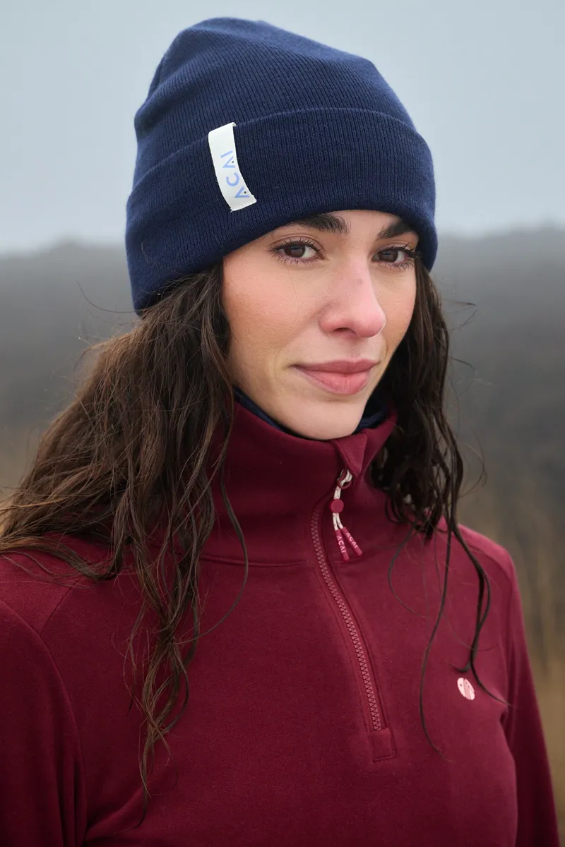 Acai Merino Lite Beanie Womens in Deep Navy