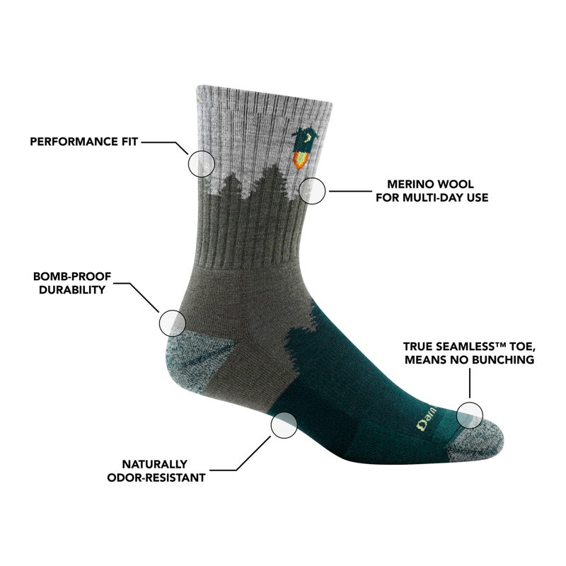 Darn Tough Number 2 Micro Crew Midweight Hiking Socks Mens in Green-4