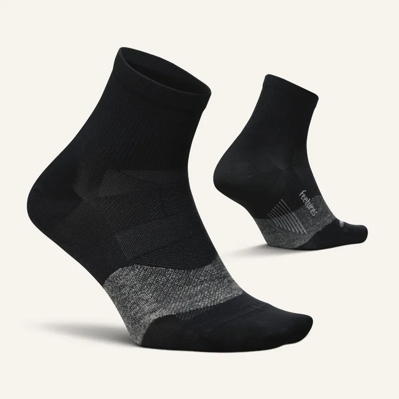 Feetures Elite Ultra Light Quarter Unisex Sock in Black-1