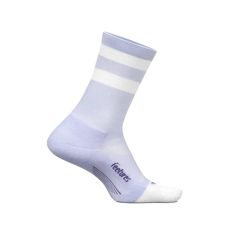 Feetures Elite Light Cushion Mini Crew in Lilac High Top Stripe