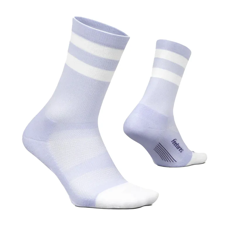 Feetures Elite Light Cushion Mini Crew in Lilac High Top Stripe-1