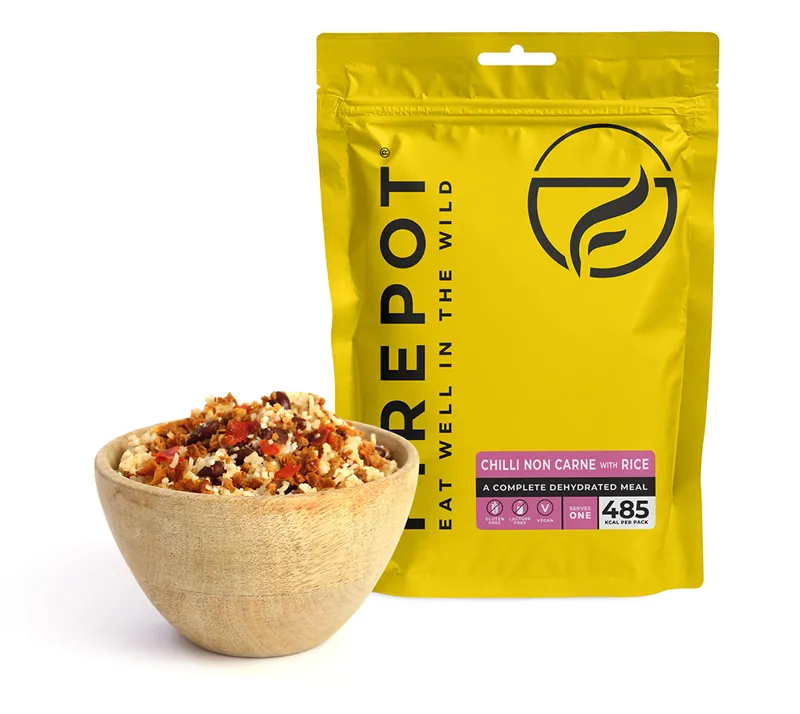 Firepot Food Chilli Non Carne and Rice Dehydrated Meal in Yellow
