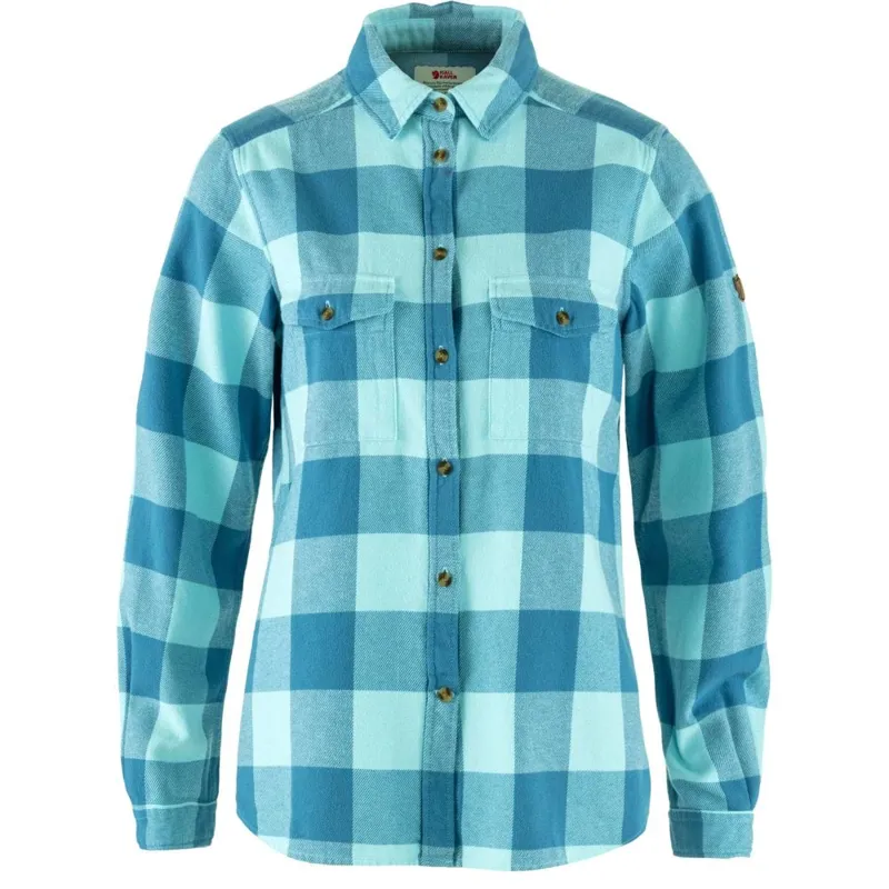 Fjallraven Ovik Heavy Flannel Shirt Womens in Dawn Blue/Breeze Blue