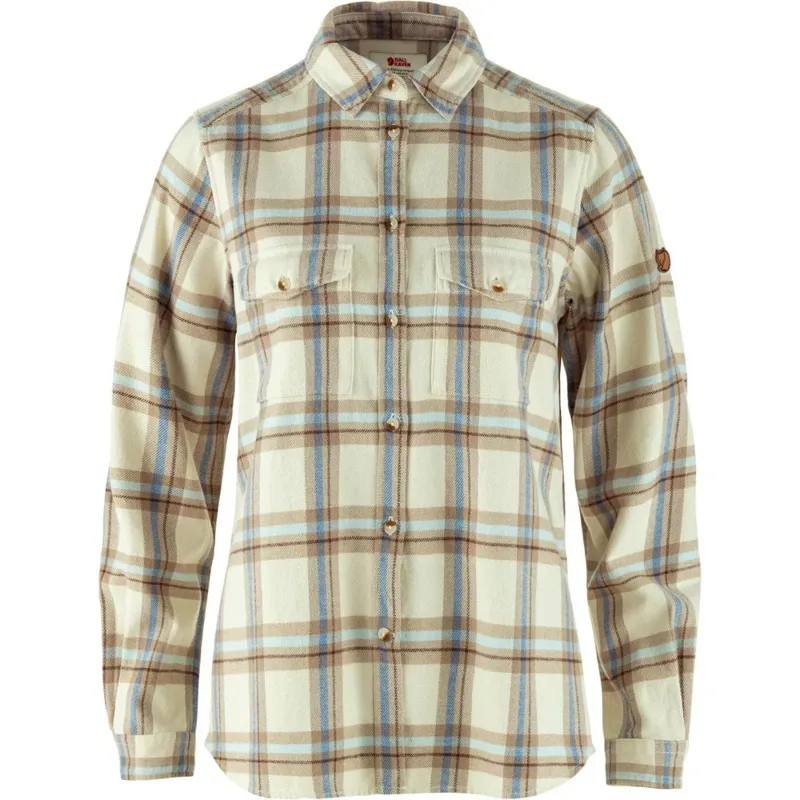 Fjallraven Ovik Heavy Flannel Shirt Womens in Chalk White/Fossil
