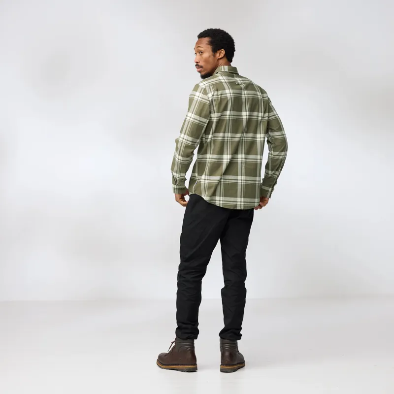 Fjallraven Ovik Lite Flannel Shirt Mens in Laurel Green/Chalk White-6