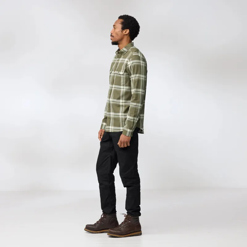 Fjallraven Ovik Lite Flannel Shirt Mens in Laurel Green/Chalk White-5