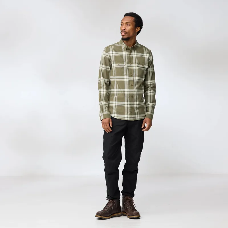 Fjallraven Ovik Lite Flannel Shirt Mens in Laurel Green/Chalk White-4