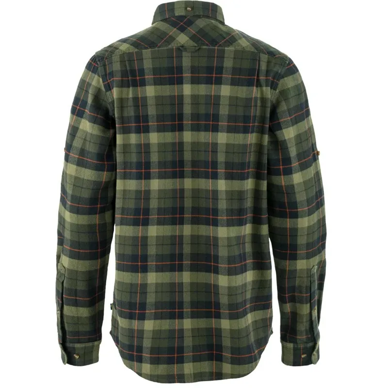Fjallraven Singi Heavy Flannel Shirt Mens in Black/Deep Forest-1