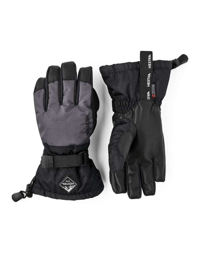 Hestra Gauntlet CZone Junior 5 Finger Glove in Graphite/Black