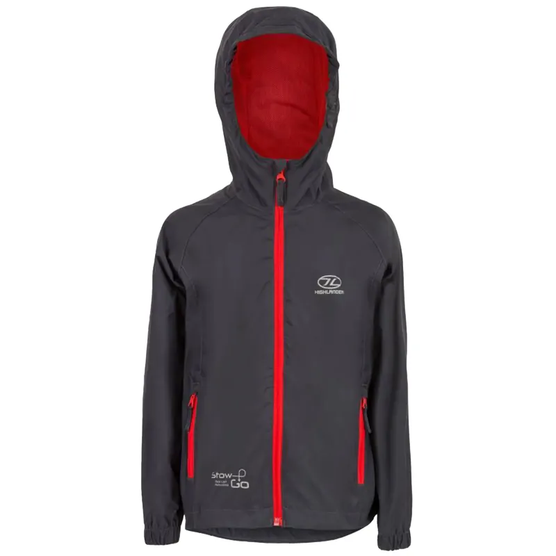 Highlander Stow and Go Packaway Jacket Kids in Charcoal