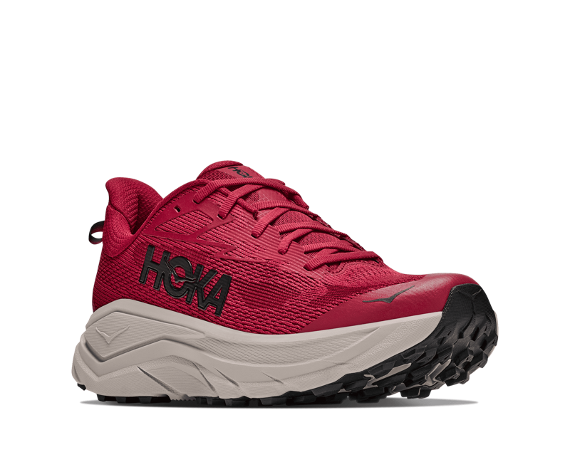 Hoka Challenger 8 Running Shoes Mens in Red Agate/River Rock Grey-4