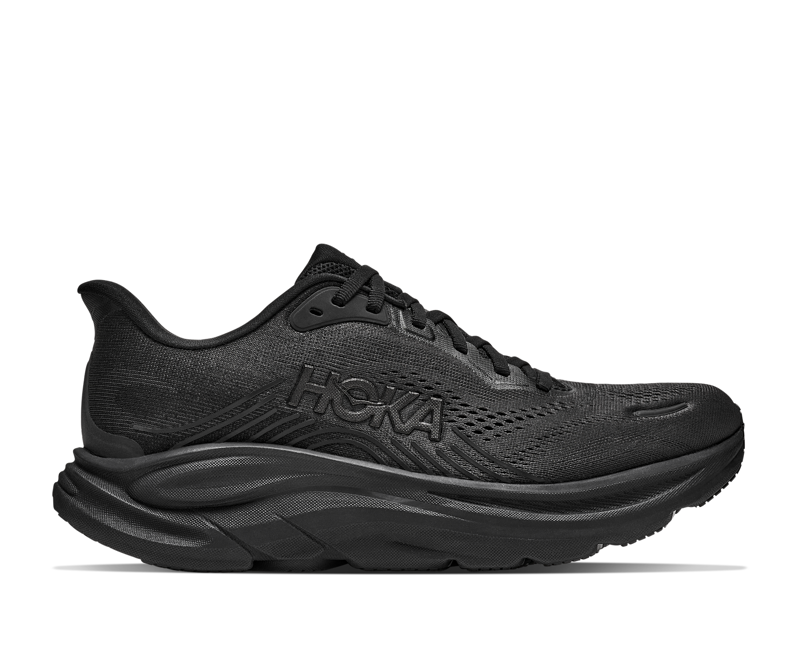 Hoka Clifton 11 GoreTex Wide Road Running Shoe Mens in Black/Black