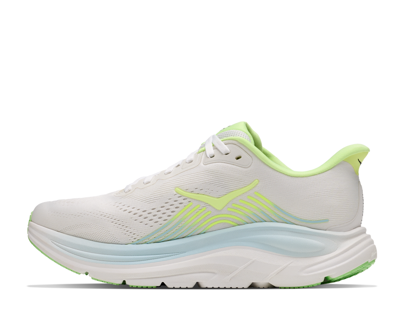 Hoka Clifton 11 Wide Running Shoe Womens in Frost/Neon Yuzu-3