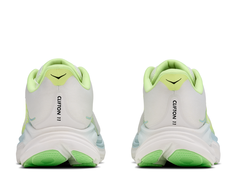 Hoka Clifton 11 Wide Running Shoe Womens in Frost/Neon Yuzu-6