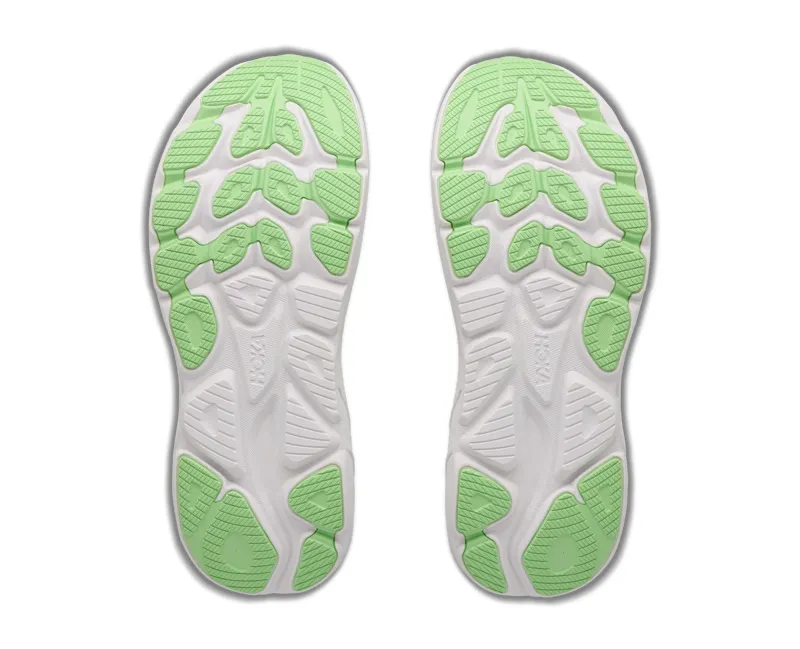 Hoka Clifton 11 Wide Running Shoe Womens in Frost/Neon Yuzu-1