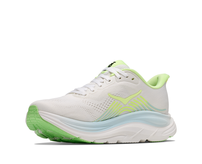 Hoka Clifton 11 Wide Running Shoe Womens in Frost/Neon Yuzu-4