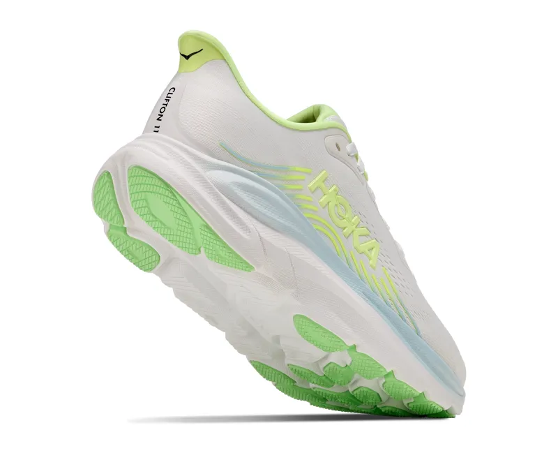 Hoka Clifton 11 Road Running Shoe Womens In Frost/Neon Yuzu-2