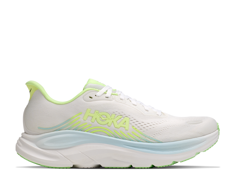 Hoka Clifton 11 Road Running Shoe Womens In Frost/Neon Yuzu