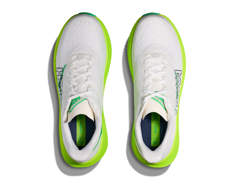 Hoka Mach 6 Mens in White/Neon Lime-6