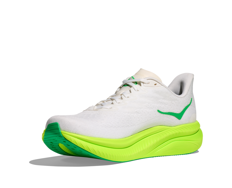 Hoka Mach 6 Mens in White/Neon Lime-2