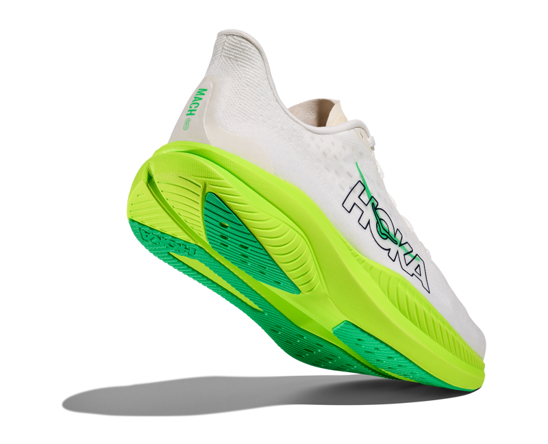 Hoka Mach 6 Mens in White/Neon Lime-7