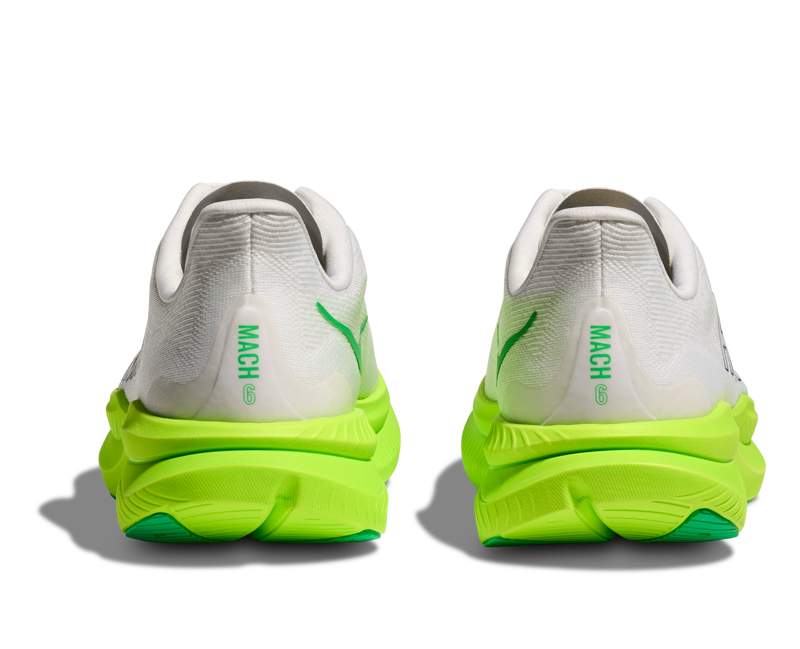 Hoka Mach 6 Mens in White/Neon Lime-5