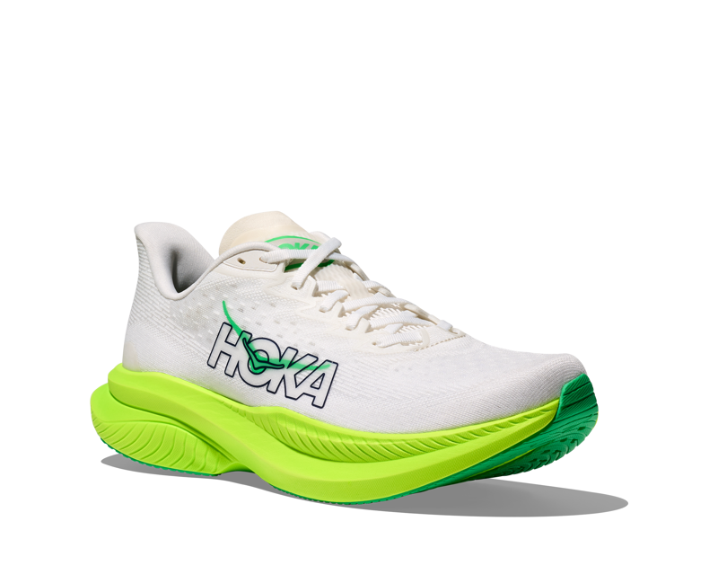 Hoka Mach 6 Mens in White/Neon Lime-4