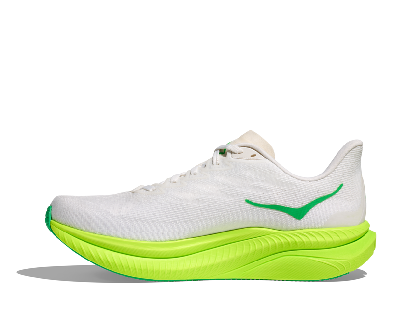 Hoka Mach 6 Mens in White/Neon Lime-3