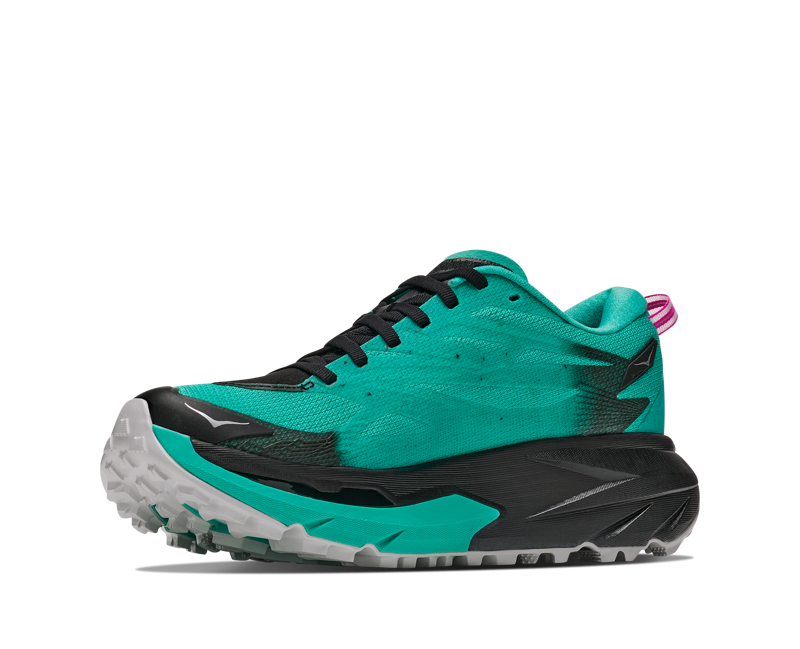 Hoka Mafate 5 Trail Running Shoes Womens in Black/Electric Aqua-4