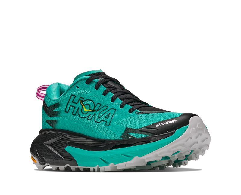 Hoka Mafate 5 Trail Running Shoes Womens in Black/Electric Aqua-5