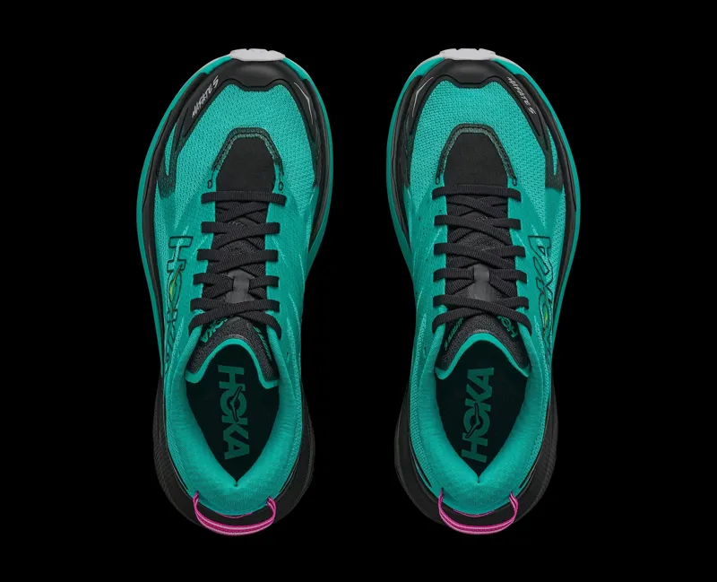 Hoka Mafate 5 Trail Running Shoes Womens in Black/Electric Aqua-7