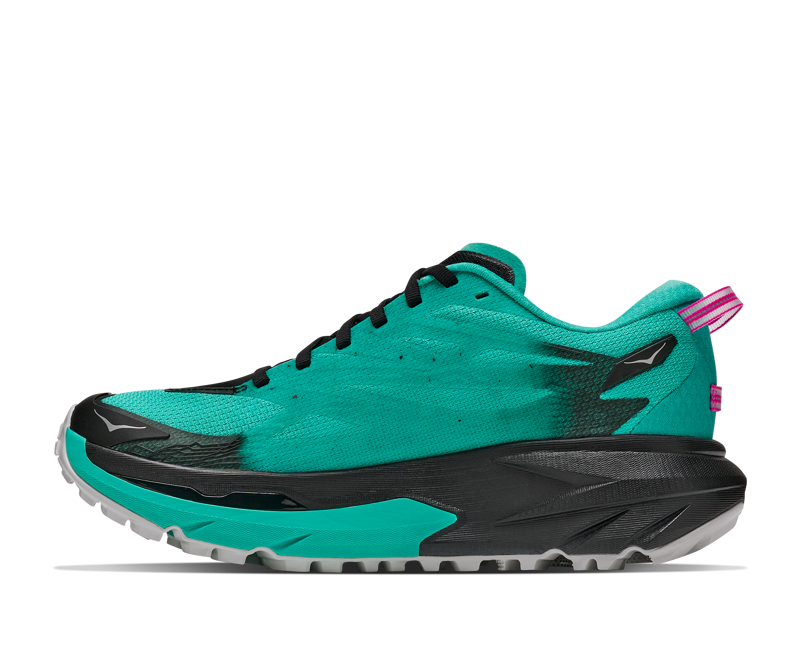 Hoka Mafate 5 Trail Running Shoes Womens in Black/Electric Aqua-3