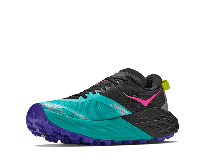 Hoka Speedgoat 7 Trail Running Shoes Womens in Black/Electric Aqua-5