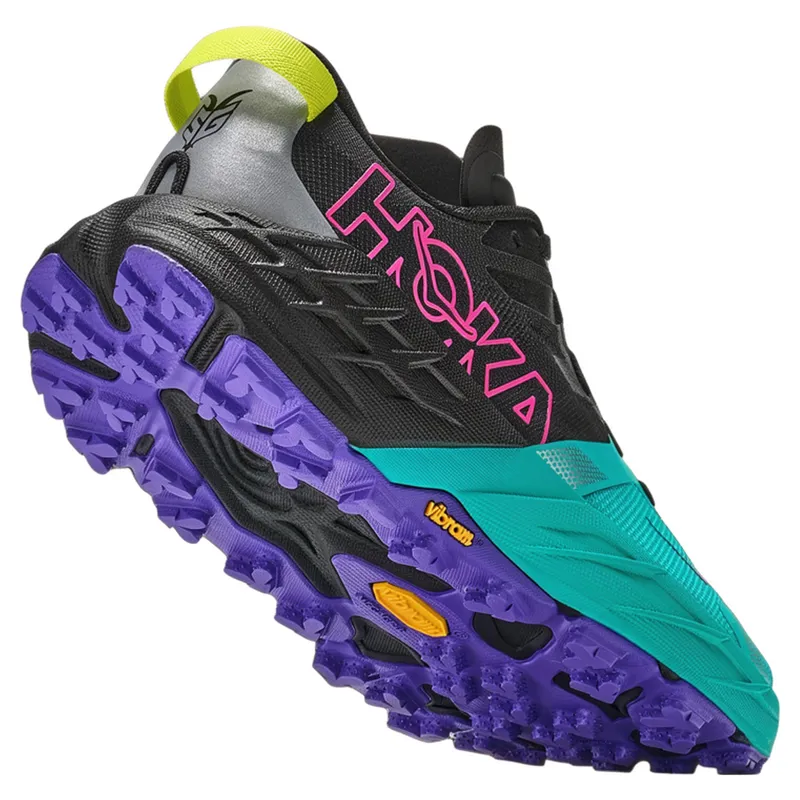 Hoka Speedgoat 7 Trail Running Shoes Womens in Black/Electric Aqua-2