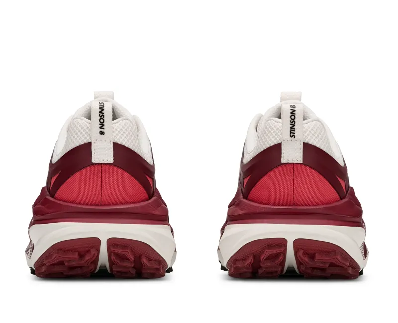 Hoka Stinson 8 Running Shoes Womens in Alabaster/Varsity Burgundy-6