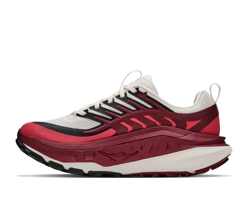 Hoka Stinson 8 Running Shoes Womens in Alabaster/Varsity Burgundy-3