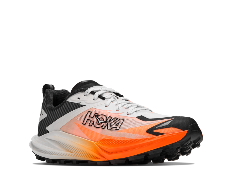Hoka Zinal 3 Trail Running Shoes Mens in Frost/Neon Tangerine-4