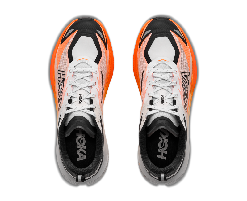 Hoka Zinal 3 Trail Running Shoes Womens in Frost/Neon Tangerine-7