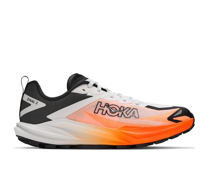 Hoka Zinal 3 Trail Running Shoes Womens in Frost/Neon Tangerine