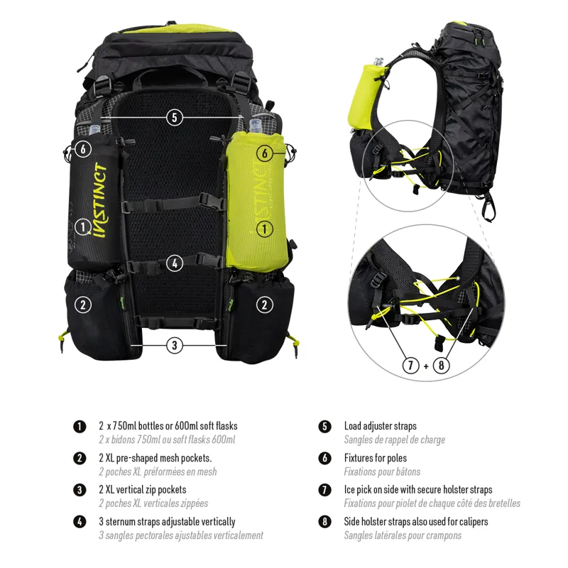 Instinct Alpi 40 Trail Running Pack with 2 x 600ml Pack-4
