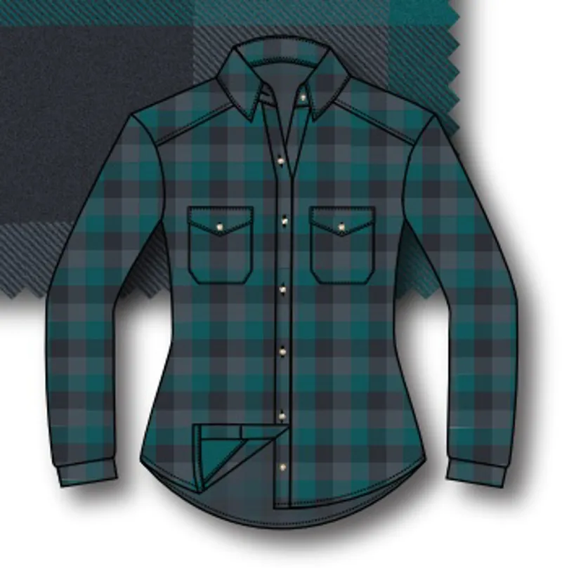 Paramo Katla Shirt Womens in Spruce Gingham Check