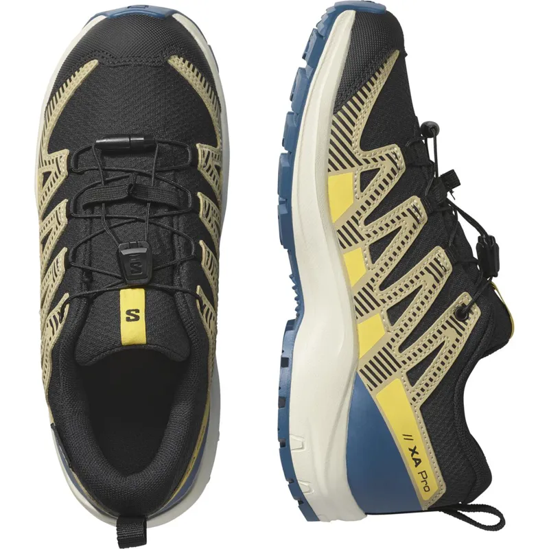 Salomon XA Pro V8 Waterproof Kids in Black/Gray Green/Powder Giallo-5