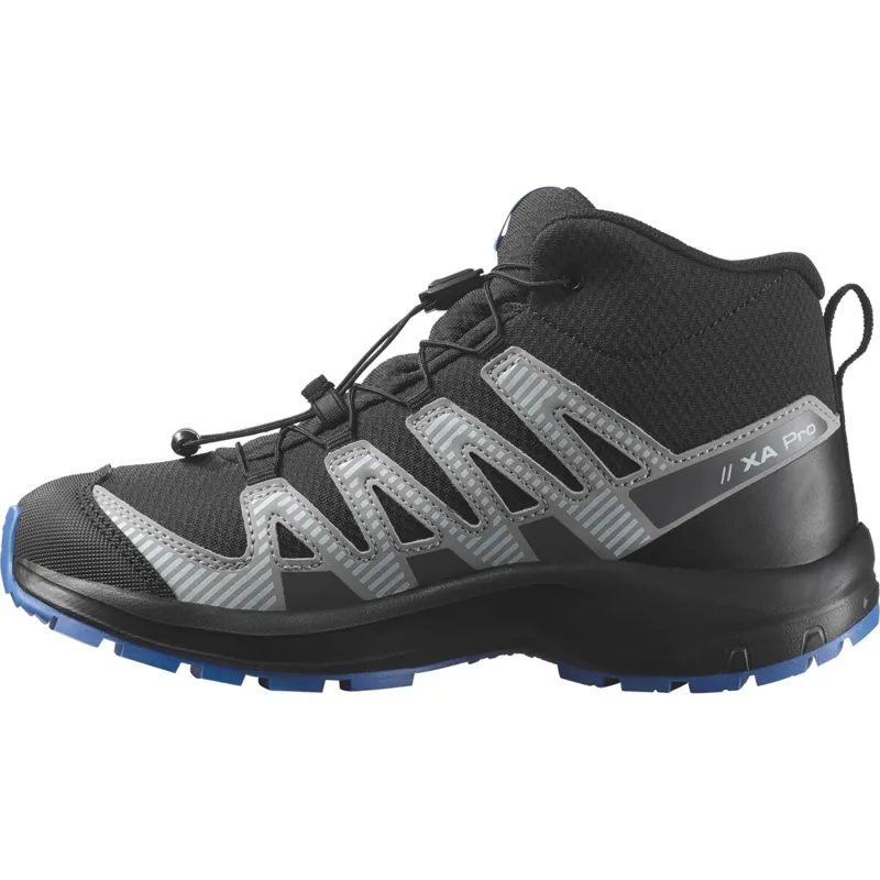 Salomon XA Pro V8 Mid Waterproof Kids in Black/Monument/French Blue-2