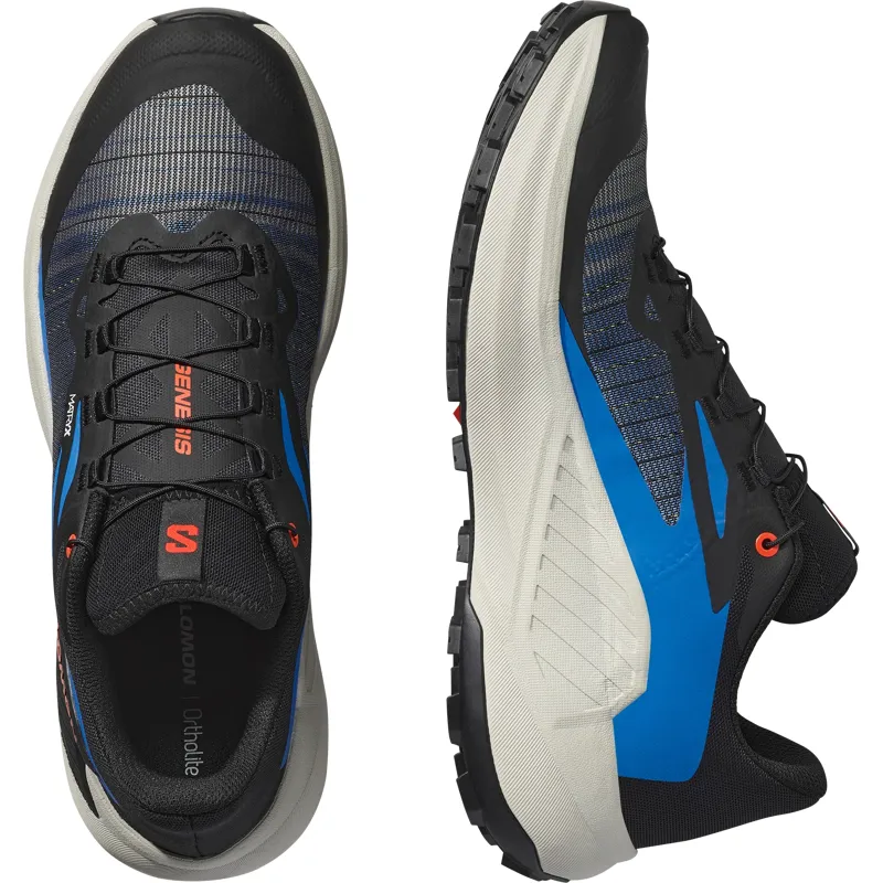 Salomon Genesis Trail Running Shoes Mens in Black/French Blue/Cherry-5