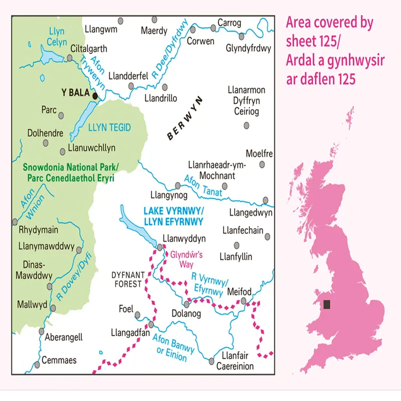 OS Landranger 125 Bala and Lake Vyrnwy Berwyn-2